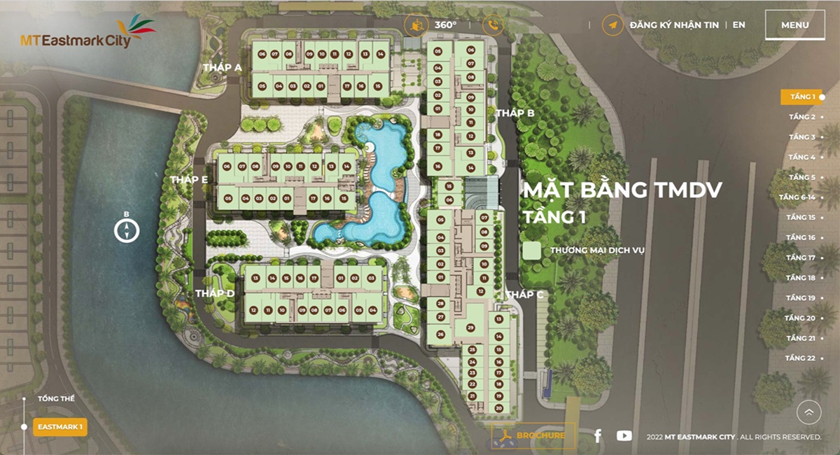 Mặt bằng thương mại dịch vụ tầng 1 mt eastmark city