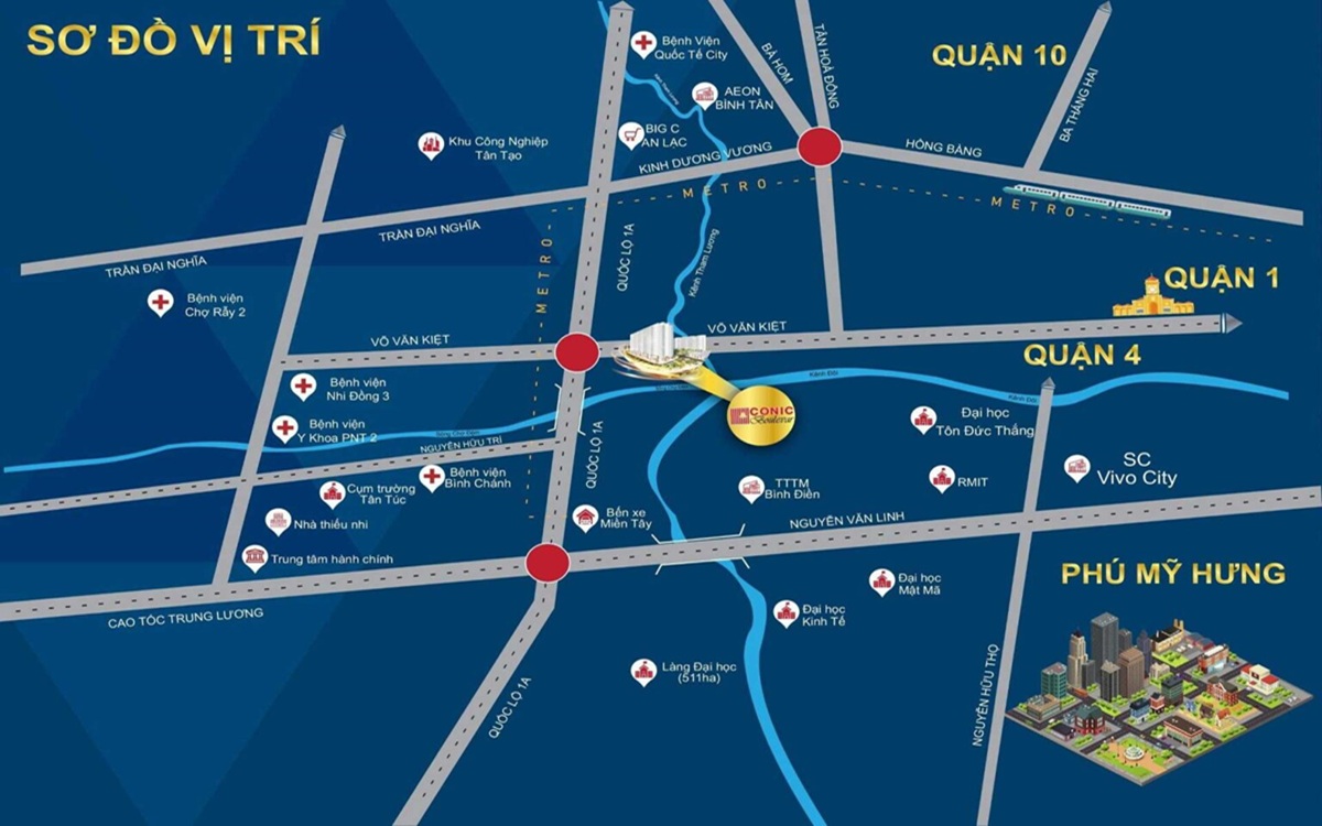 vị trí căn hộ conic boulevard